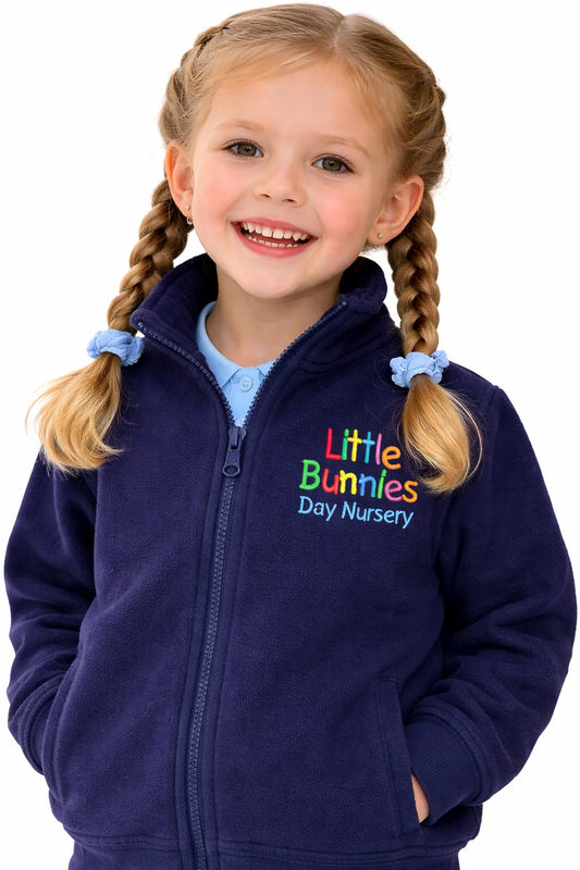 Navy Microfleece with Little Bunnies Embroidered Logo