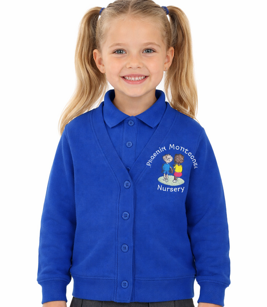 Royal Cardigan with Phoenix Montessori Embroidered Logo