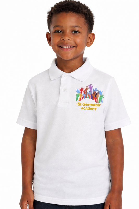White Polo Shirt with St Germans Embroidered Logo