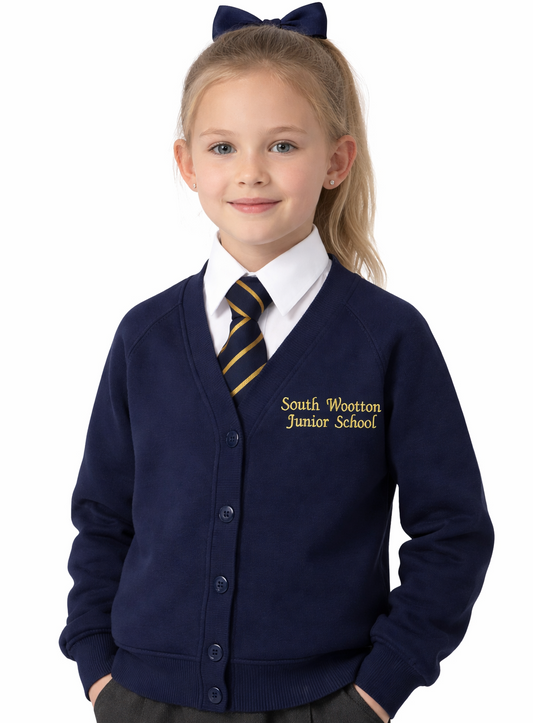 Navy Cardigan with South Wootton Junior Embroidered Logo