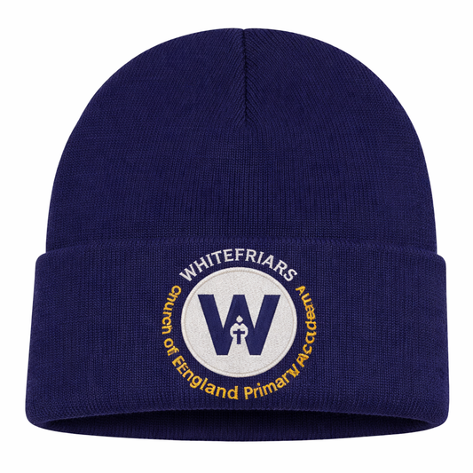 Navy Child's Beanie Hat with Whitefriars Embroidered Logo