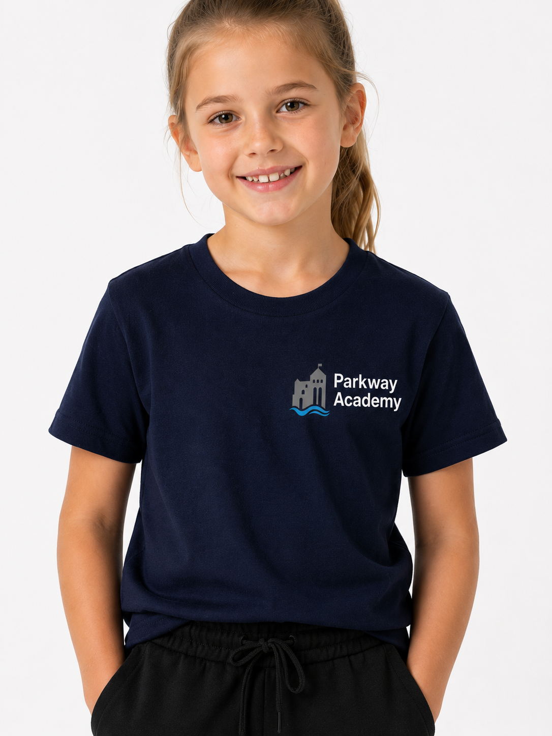 Navy PE T-Shirt with Parkway Academy Printed Logo