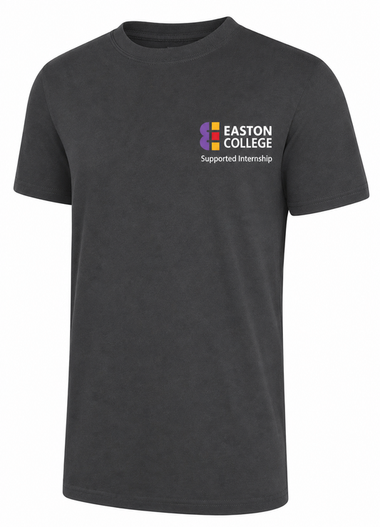 Classic T-Shirt in Charcoal with  Easton Logo, Supported Internship and Back Print