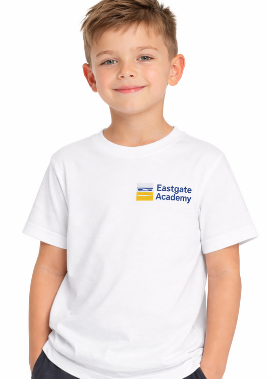 White PE T-Shirt with Eastgate Embroidered Logo