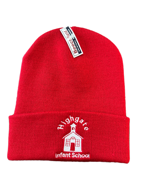 Red Children's Beanie Hat with Highgate Embroidery
