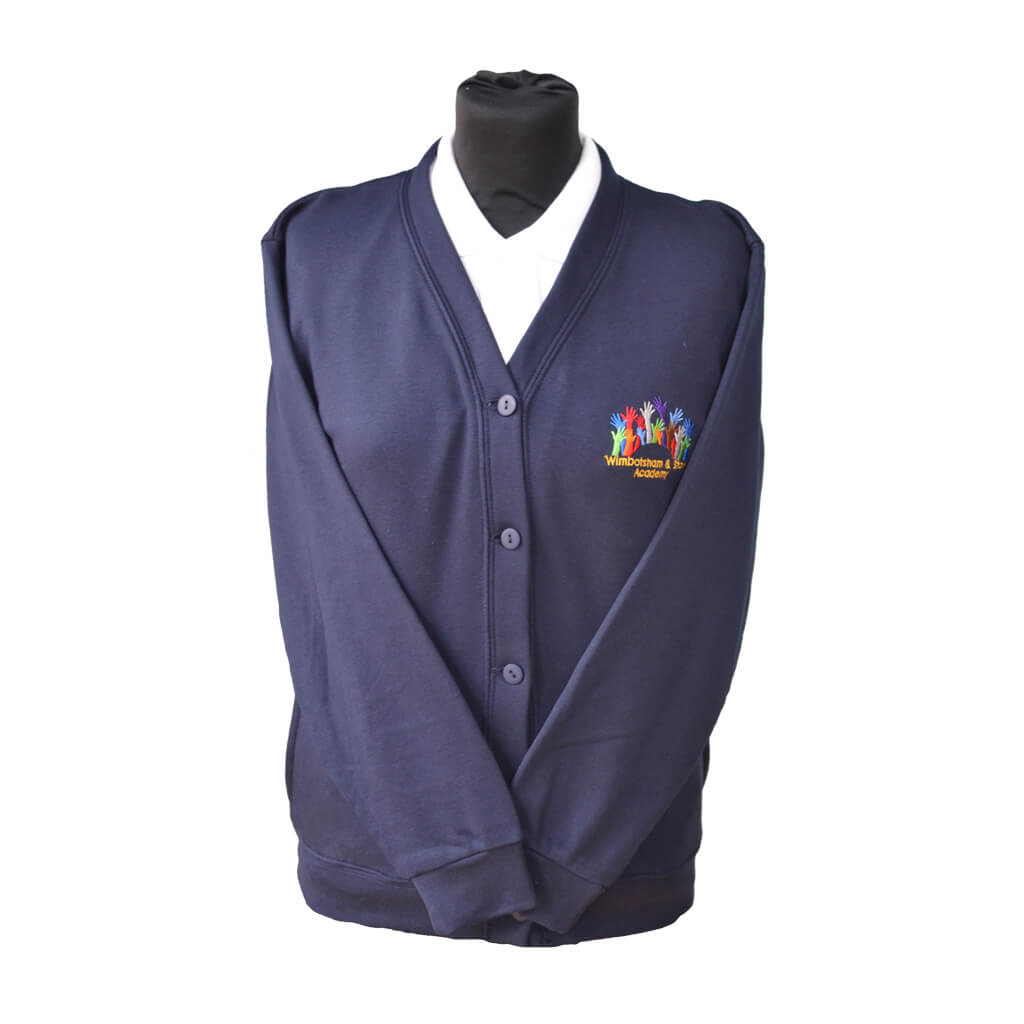 Navy Cardigan with Wimbotsham & Stow Embroidery