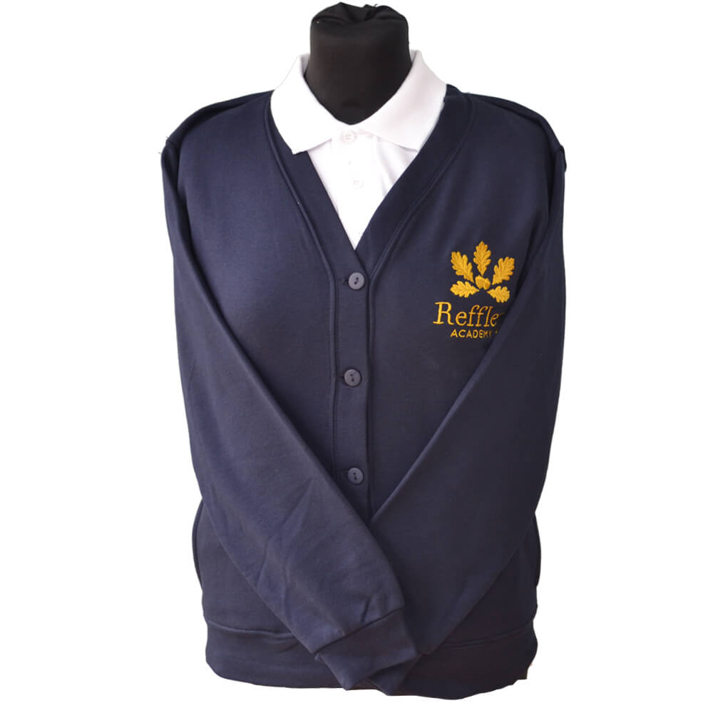 Navy Cardigan with Reffley Embroidery