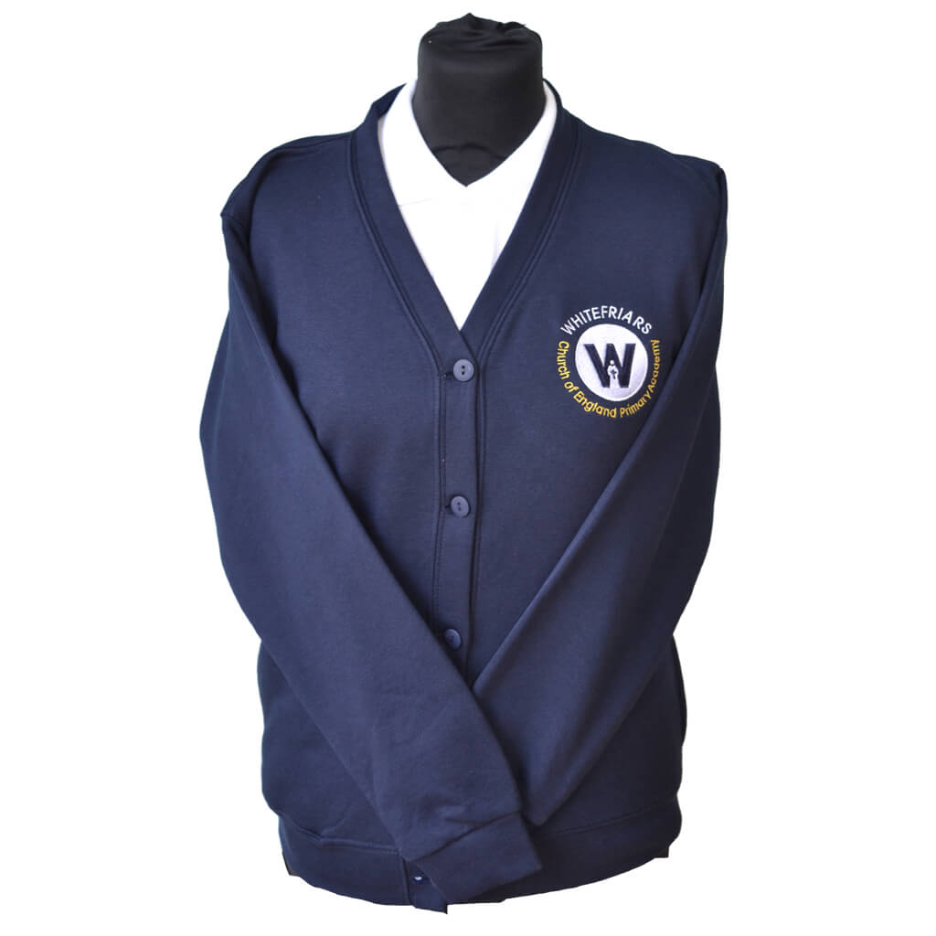 Navy Cardigan with Whitefriars Embroidery
