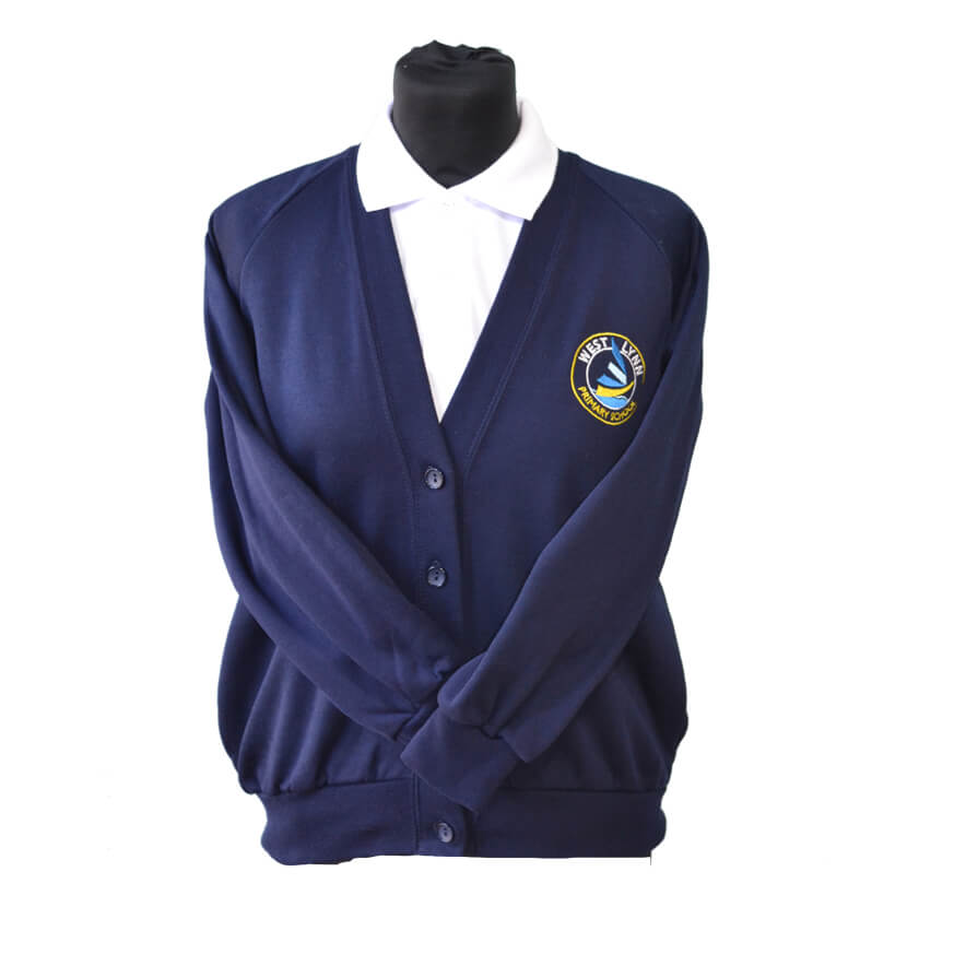 Navy Cardigan with West Lynn Embroidery
