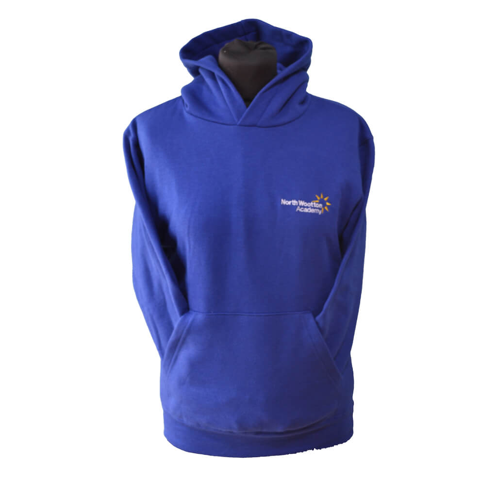 Royal Blue Hooded Sweatshirt with North Wootton Embroidery