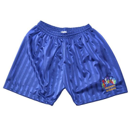 Royal Blue Shadow Shorts with Magdalen embroidery
