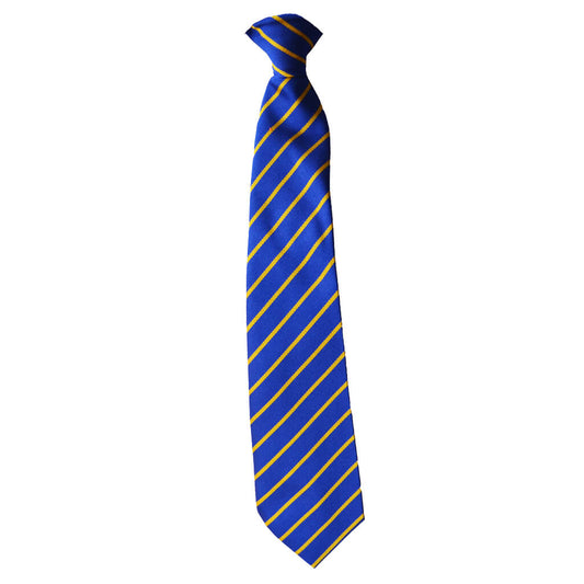 North Wootton Royal/Gold Stripe Clip Tie