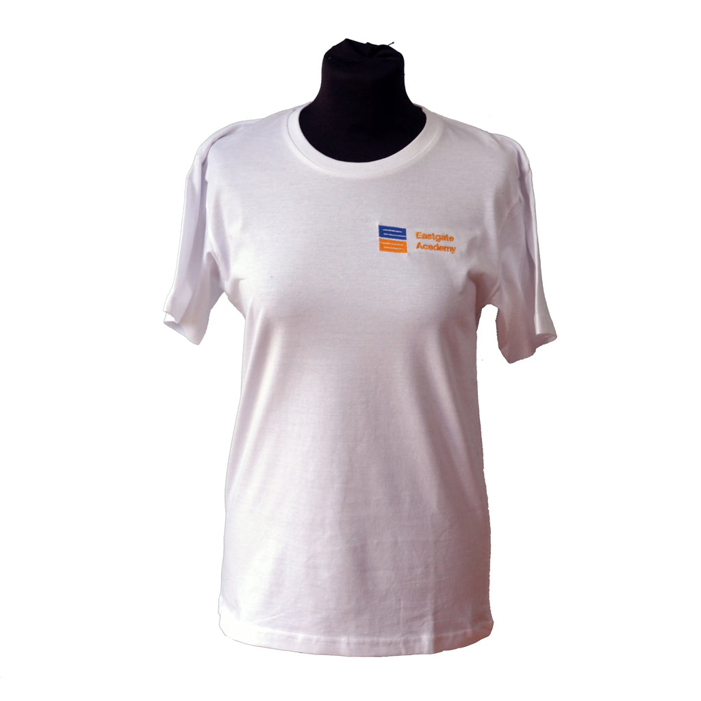 White T-Shirt with Eastgate Embroidery