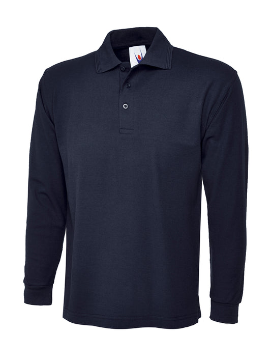Navy Long Sleeve Poloshirt with Easton Embroidered Logo [Animal Studies HE]