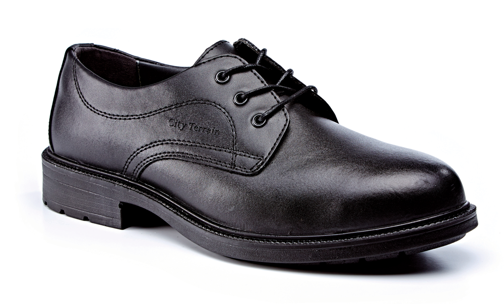 Leather Plain Front Shoe S1P SRC Black (CT418)