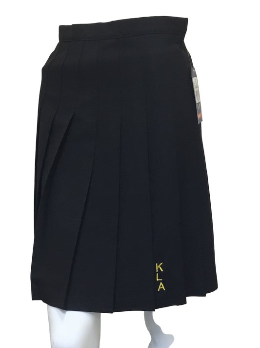 Black Pleated Skirt with KLA Embroidery